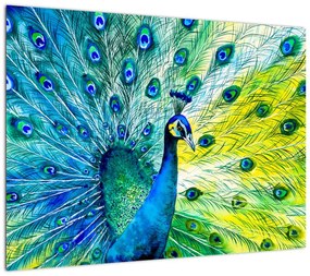 Obraz na szkle pawia (70x50 cm)