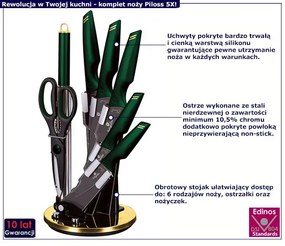 Zielony elegancki zestaw noży w obrotowym stojaku - Piloss 5X