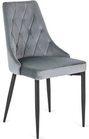 Krzesło Tapicerowane do Salonu CORK Szare Welurowe Nowoczesne Loft