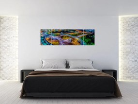 Obraz - nocna panorama miasta (170x50 cm)