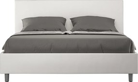 Łóżko wyposażone w stelaż z listwami tapicerowane 160x190 sztucznej skóry Biały Adele