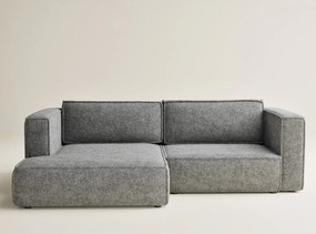 Szary rozkładany/ze schowkiem narożnik z tkaniny szenilowej (lewostronny/z szezlongiem) Velto – Maison de Rêve