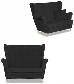 Sofa kanapa uszak Rene Estella skandynawska Family Meble czarna sztruks