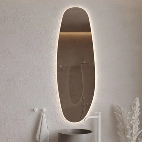 Lustro owalne z podświetleniem bezramowe 55 x 150 cm DELIS LED | Różne kolory szkła : Kolor - Brąz