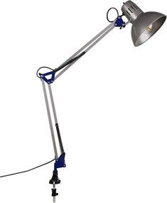 Lampa stołowa z elastyczną konstrukcją/z klipsem w kolorze srebra (wysokość 73,5 cm) Tajo – Trio