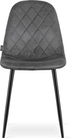 PROMOCJA Ciemnoszare aksamitowe krzesło ASTI z czarnymi nogami II. jakość