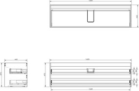 Mexen Rivel szafka łazienkowa podumywalkowa 160 cm z blatem, 2 szuflady, ryflowana , biała mat - 91A20-16047-2-BFFC01