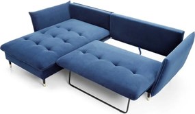 Narożnik GLAM Lewostronny z funkcją spania, zestaw z poduszkami wolnostojący tkanina RIVIERA 81 Niebieski DOMO HOME