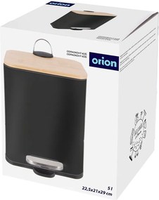 Czarny kosz na śmieci z pedałem ze stali nierdzewnej 5 l Black – Orion