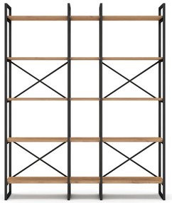 Czarno-naturalny regał w dekorze dębu 144x175 cm Dusan – Marckeric