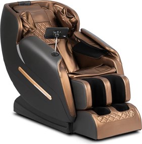 Fotel Masujący VX MAX Wypoczynkowy Relaksacyjny Brązowy Ekoskóra Nowoczesny