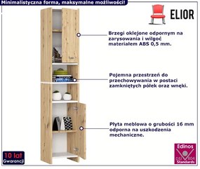 Regał łazienkowy z drzwiczkami dąb artisan + biały - Zimos