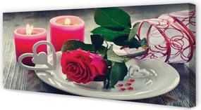 Duży obraz na płótnie Serce z Róż i Świec