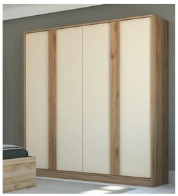 Kremowo-naturalna szafa w dekorze dębu 180x197,5x53 cm Dennis – Marckeric