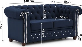 Niebieska aksamitna rozkładana sofa 148 cm York Blik – Ropez