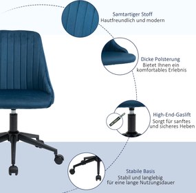 Vinsetto Krzesło Biurowe Oparcie Przechylanie Regulowana Wysokość Wykończenie Aksamitne do 120kg Różowe | Aosom PL