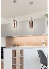 Antracytowa lampa wisząca LED ze szklanym kloszem ø 13 cm Fiuggi – Candellux Lighting