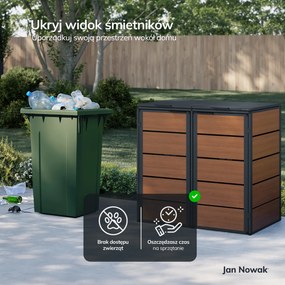 Zabudowa śmietnikowa 240L dwukomorowa, antracyt - orzech