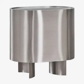 Zestaw 2 Owalnych Stolików Nocnych 50x35 Cm Ze Stali Nierdzewnej Luena Stal Nierdzewna Szczotkowana - Sklum