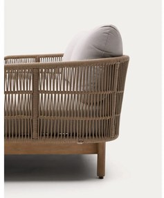 Kremowy/w naturalnym kolorze dwuosobowy drewniany leżak ogrodowy Catalina – Kave Home
