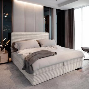 Promocja Łóżko tapicerowane boxspring ISPIRA 140x200 cm kremowe II jakość Materac: Materac sprężynowy Bonell