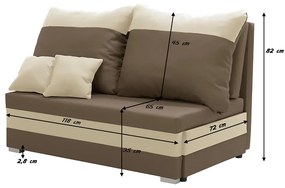 Sofa kanapa 2 os z funkcją spania GUSTAV Jasny brąz/Ciemny brąz