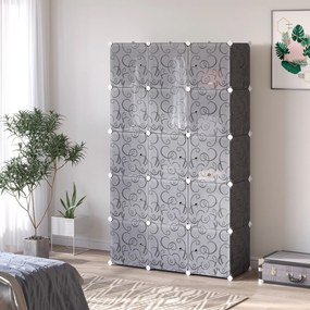 HOMCOM Szafa w Designie Kostek, 2 Duże i 9 Małych Kostek, Plastik, Metal, 111D x 47S x 183W cm, Czarno-Biały