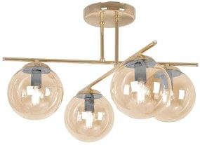 Złoto-bursztynowa lampa sufitowa glamour z 4 kloszami - A673-Didaro