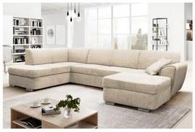 Rozkładany narożnik z pojemnikiem w kształcie U SERPA, lewy, beżowy