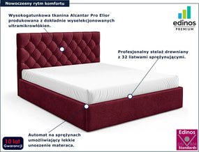 Bordowe łóżko pikowane z pojemnikiem 3 rozmiary S2-W13