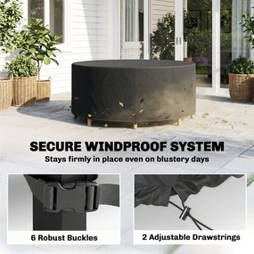Outsunny Pokrowiec na Meble Ogrodowe Zimowy Wodoodporny Anti-UV 420D Oxford Ø214 x 70 cm Czarny | Aosom PL