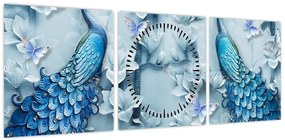 Obraz pawi (z zegarem) (90x30 cm)