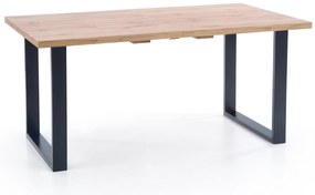 Stół rozkładany 135-185/85 cm, VENOM dąb wotan, czarny, 6-8 osobowy loft, industrialny