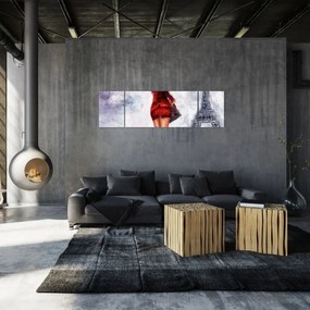 Obraz - Kobieta i wieża Eiffla (170x50 cm)