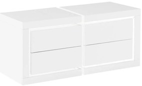 Zestaw 2 szafek nocnych z 2 szufladami - Z oświetleniem LED - Biały lakierowany - FLARANCIA