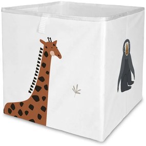 Biały tekstylny dziecięcy pojemnik na zabawki 32x32x32 cm Safari Animals – Butter Kings