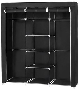 Praktyczna szafa tekstylna z półkami i drążkiem na ubrania MATIS 150x175 cm czarna