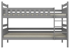 Łóżko piętrowe BARTEK 180x80 szare drewniane trzyosobowe KOCOT KIDS