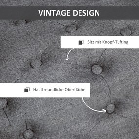 HOMCOM Ławka tapicerowana ławka ze schowkiem poliester imitacja lnu drewno kolor ciemnoszary