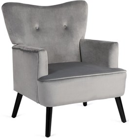 Fotel Uszak Wypoczynkowy BUNNY Szary Welurowy Nowoczesny Loft