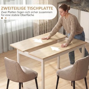 HOMCOM Stół jadalny, 120 x 75 cm stół kuchenny w stylu wiejskim dla 4 osób, drewniany stół do salonu i jadalni, naturalny | Aosom PL