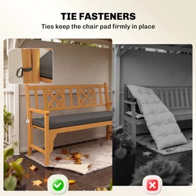 Outsunny Wodoodporna poduszka na ławkę, poduszka na zewnątrz ze zdejmowanym pokrowcem i paskami mocującymi, na ogród i taras, 110 x 46 cm, ciemnoszara | Aosom PL