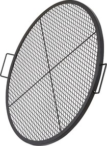 Okrągła Krata do Gotowania SucceBuy 91.44CM, Solidna Krata do Grillowania ze Stali z Rączką i Stojakiem z Drutu X, Czarna