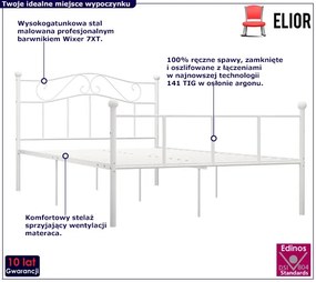 Białe industrialne łózko z metalu 120x200 cm - Fiosa