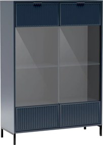 Witryna ZIGO 150 x 104,8 cm, Stojąca witryna do Salonu, Odcienie niebieskiego