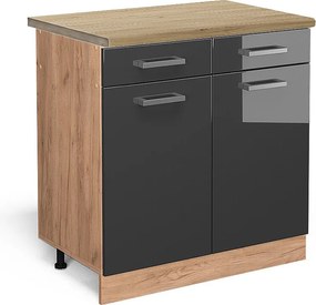 Szafka dolna do kuchni antracyt wysoki połysk 80x60x81.6 r-line