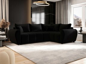 BEDANTE narożnik MOLISA L PLUS Itaka 15 prawa czarny z funkcją spania sofa w kształcie litery L z pojemnikiem na pościel