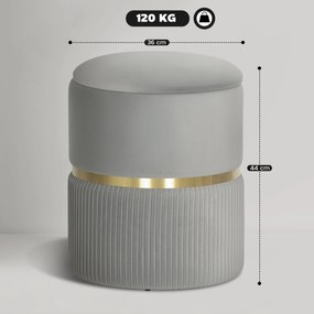 HOMCOM Okrągła Pufa z Przechowalnią, Aksamitny Stołek z Odpinanym Wiekiem, Tapicerowane Siedzisko i Ukryty Schowek, Jasnoszary | Aosom PL