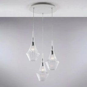 Lampa wisząca Zeus Iron z przezroczystym szkłem Pyrex 3 światła 149 Ø50 BL270-S3-TR