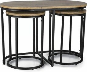 Stolik kawowy TWIXE z pomocniczymi stolikami 75x40 cm, czarny/dekor dąb artisan